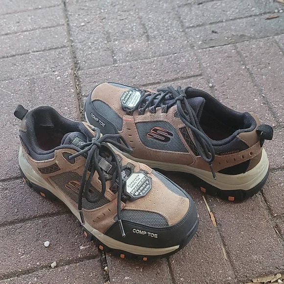 Brown Skechers Work Greetah Composite Toe Shoe Skechers Shoes